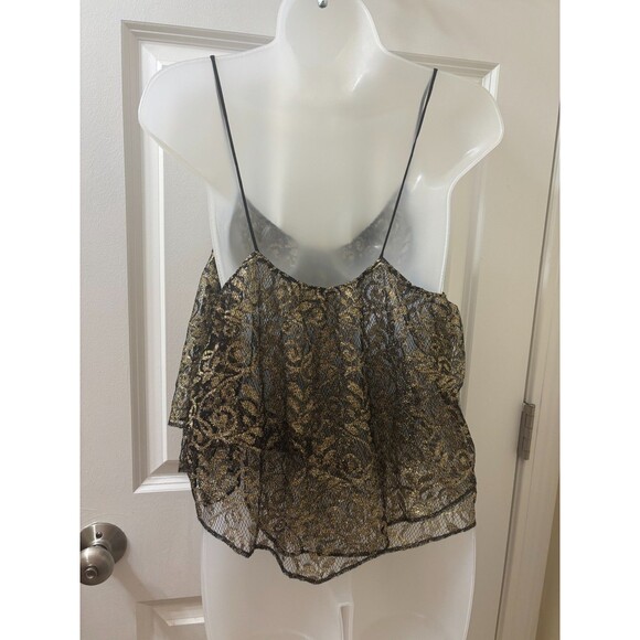 Ecote Gold Sparkle Sheer Tank Top L Urban outfitters Lurex Frills Fairy FLOWY - Picture 6 of 11